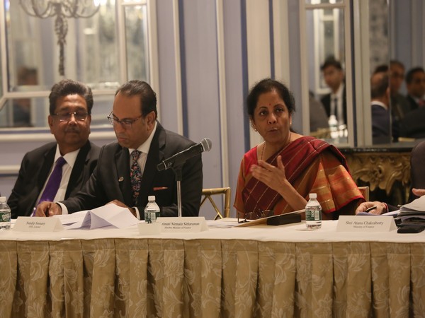 Union Finance Minister Nirmala Sitharaman (right) in New York on Wednesday