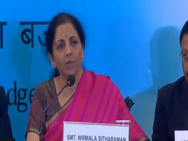 Union Finance Minister Nirmala Sitharaman speaking at a press conference in Kolkata on Sunday. Photo/ANI