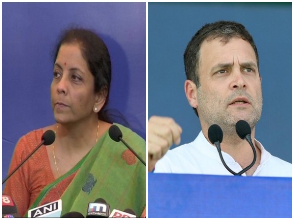 Defence Minister Nirmala Sitharaman and Congress president Rahul Gandhi (File photo)