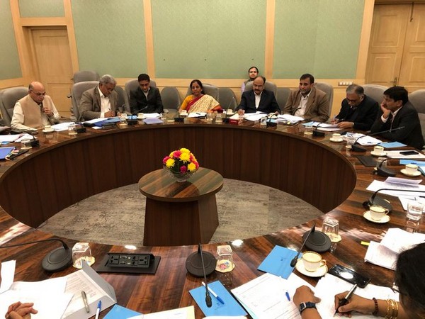 Union Finance Minister Nirmala Sitharaman reviews preparedness of Coronavirus in New Delhi on Thursday. Photo/ANI