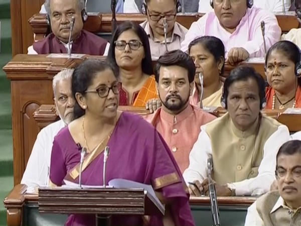 Nirmala Sitharaman in the Parliament in New Delhi on Friday. Photo/ANI