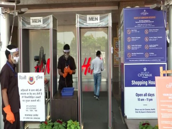 Visual of Select City Walk Mall, Saket on Monday after it opened up under-prescribed by government guidelines issued by the Ministry of Home Affairs (MHA).