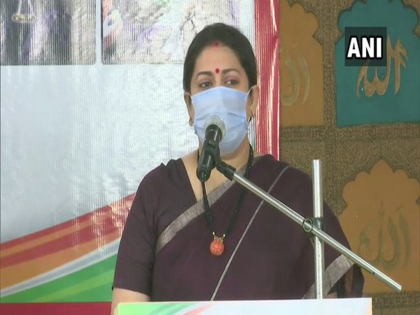Union Minister Smriti Irani addressing Muslim women here to commemorate the first anniversary of law against Triple Talaq.