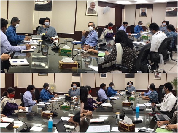 Minister for Women and Child Development, Smriti Irani, chairs a meeting on Monday. ( twitter/ @smritiirani)