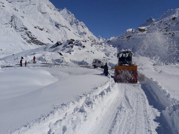 Snow clearing operations taking place on the Manali-Leh Road on Saturday.