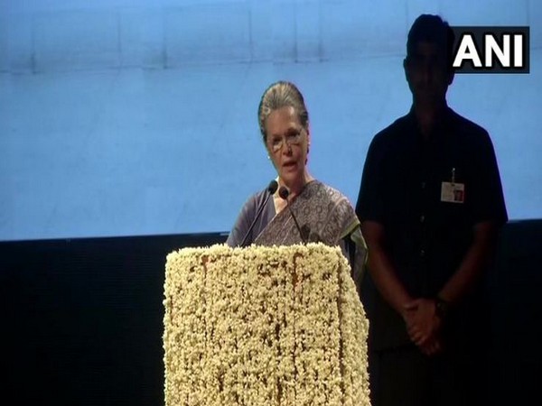 Sonia Gandhi speaking at the prayer meet of late Congress leader Sheila Dikshit. Photo/ANI