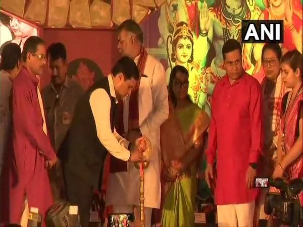 Assam Chief Minister Sarbananda Sonowal and Union Minister Prahlad Singh offered prayers at Ambubachi Mela in Guwahati on Friday. Photo/ANI