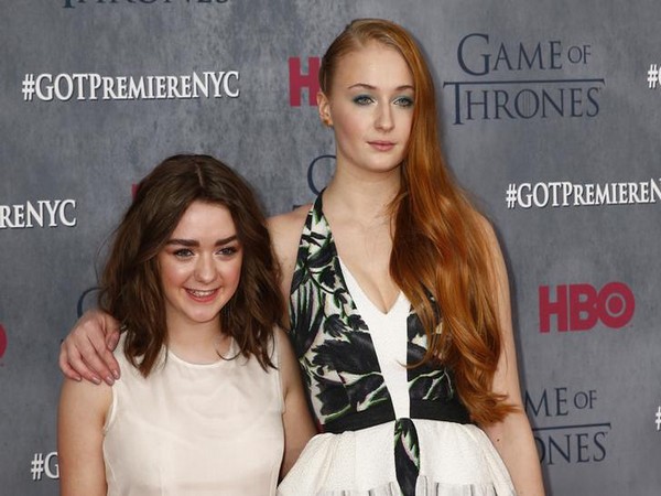 Maisie Williams and Sophie Turner at the season four premiere of the HBO series 