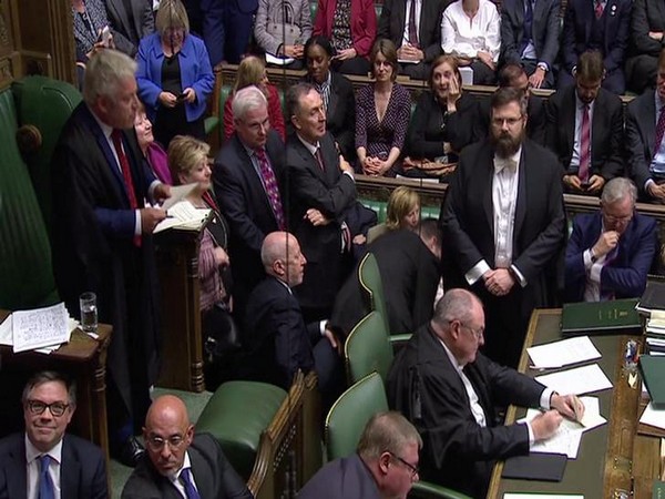 Speaker John Bercow announcing the result of the vote on the Brexit deal delay at the House of Commons in London on Saturday.