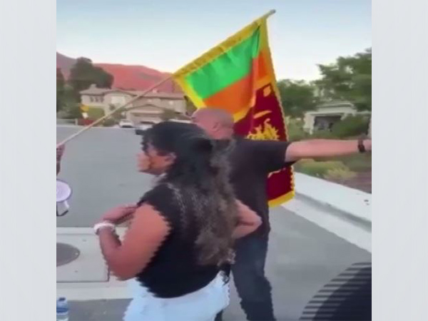 Sri Lankans in US protested against Gotabaya Rajpaksa's son, Manoj Rajapaksa. (ANI)