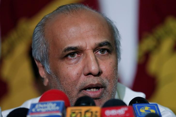 Rauff Hakeem, Minister of Justice and Prison Reforms, addressing a press conference in Colombo on Monday.