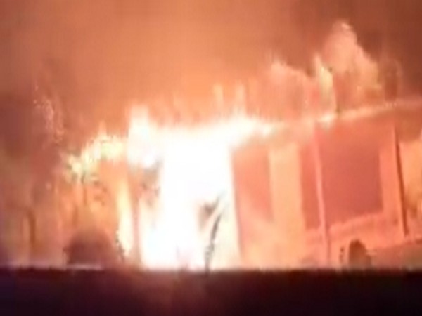 Ancestral home of the Rajapaksa family in Medamulana, Hambantota set on fire by protesters.