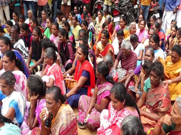 Madurai Sri Lankan refugees gathered outside district collector's office to seek Indian citizenship. (Photo/ANI)
