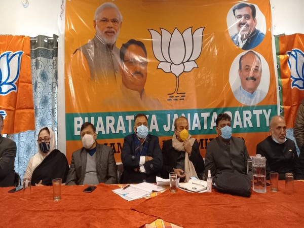 A visual from the BJP meeting in Srinagar on Tuesday. Photo/ANI
