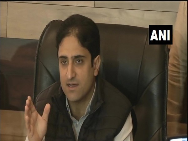 Srinagar Mayor Junaid Azim Mattu talking to reporters on Wednesday.