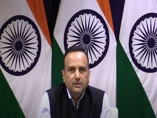 MEA Spokesperson Anurag Srivastava speaking at a weekly press briefing on Thursday. (Photo/ANI)