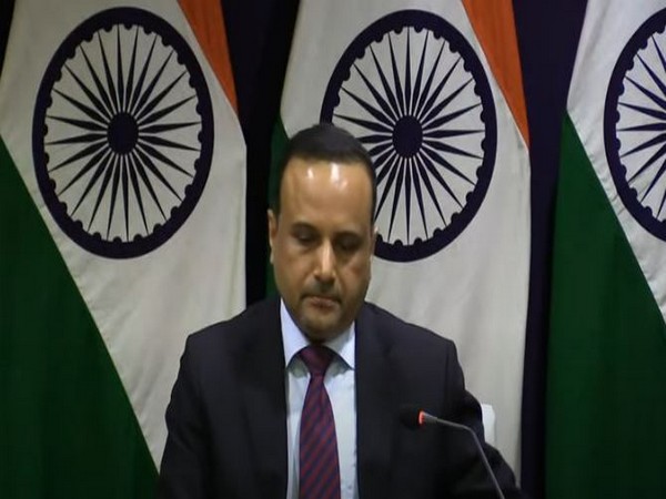 MEA Spokesperson Anurag Srivastava speaking on Thursday at the weekly press briefing. Photo/ANI