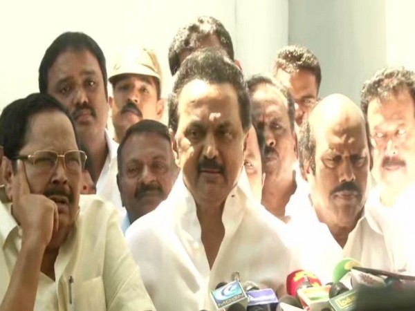 DMK Chief MK Stalin speaking to reporters in Chennai on Monday. Photo/ANI