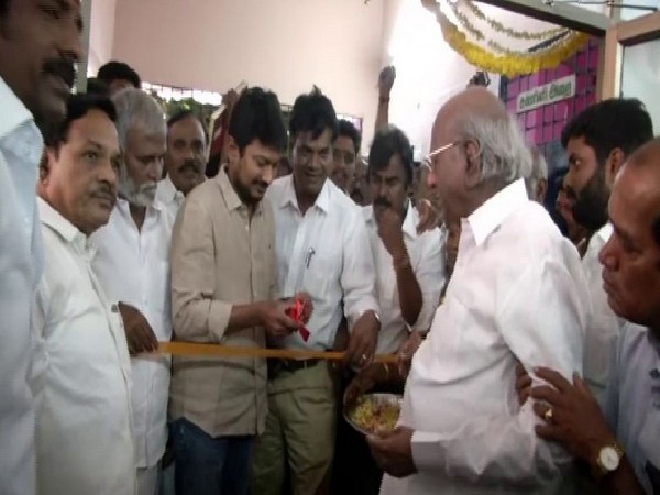 Udhayanidhi Stalin and Kalanidhi Veeraswamy inaugurate Veeraswamy's MP office on Wednesday.
