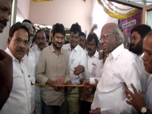 Udhayanidhi Stalin inaugurating MP Kalanidhi Veerasamy's office. Photo/ANI