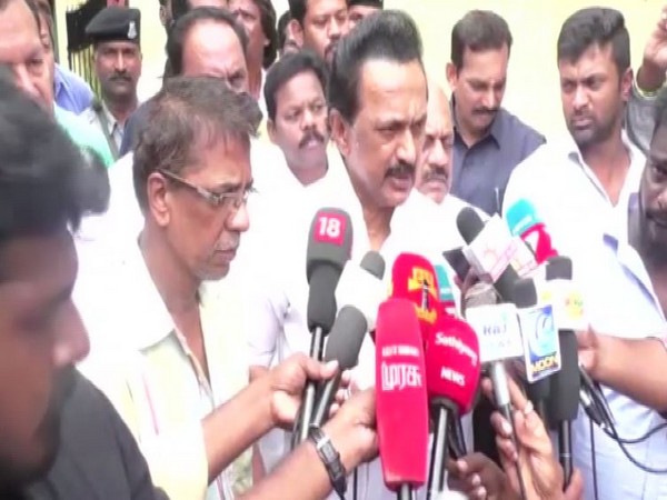 DMK chief MK Stalin speaking to reporters in Chennai on Wednesday. Photo/ANI