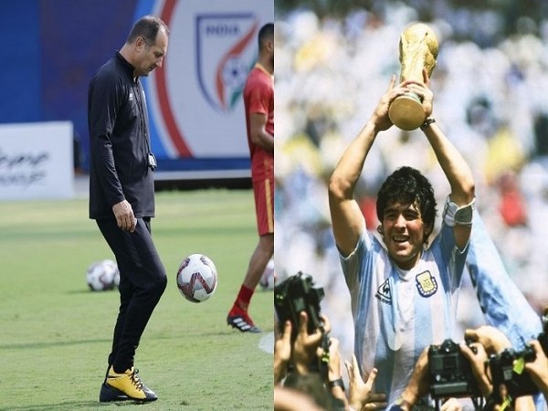 Indian football team head coach Igor Stimac  and Argentina legend Diego Maradona (Image: AIFF)