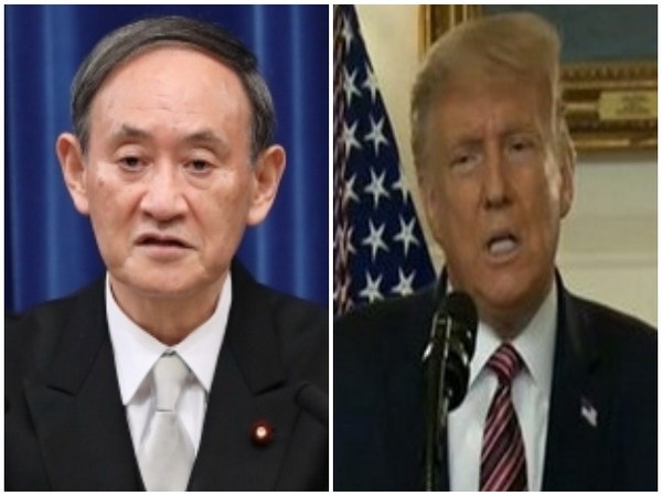 Japan's Prime Minister Yoshihide Suga (L) and US President Donald Trump (R)