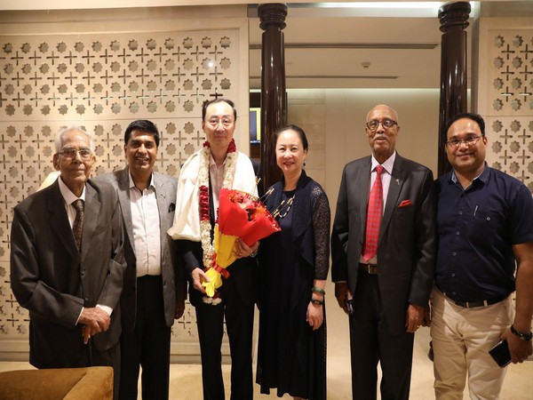 Newly-appointed Chinese Ambassador to India Sun Weidong with officials upon his arrival in New Delhi on Sunday. (Picture Credits: Weidong's Twitter)