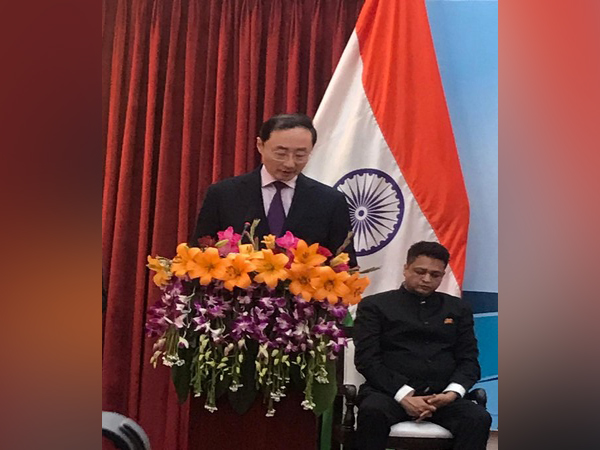 Chinese ambassador to India Sun Weidong addressing the media in New Delhi