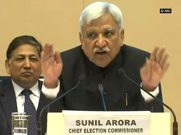 Chief Election Commissioner Sunil Arora during a press conference in New Delhi on Sunday. Photo/ANI