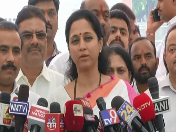 NCP leader Supriya Sule talking to reporters in Nagpur on Tuesday. Photo/ANI