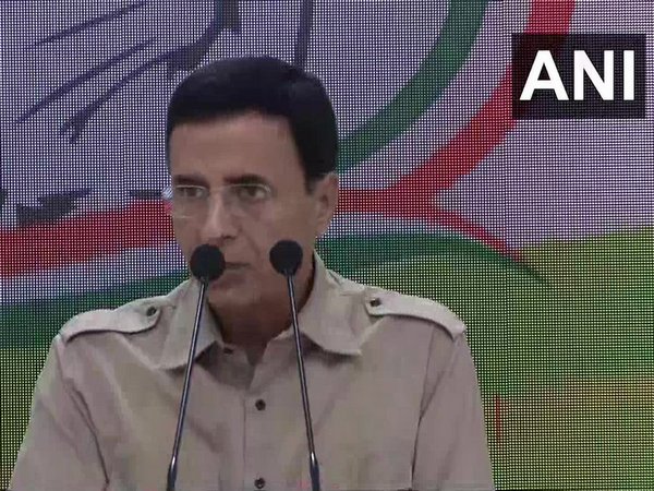 Congress chief spokesperson Randeep Singh Surjewala addressing a press conference in New Delhi on Sunday. Photo/ANI