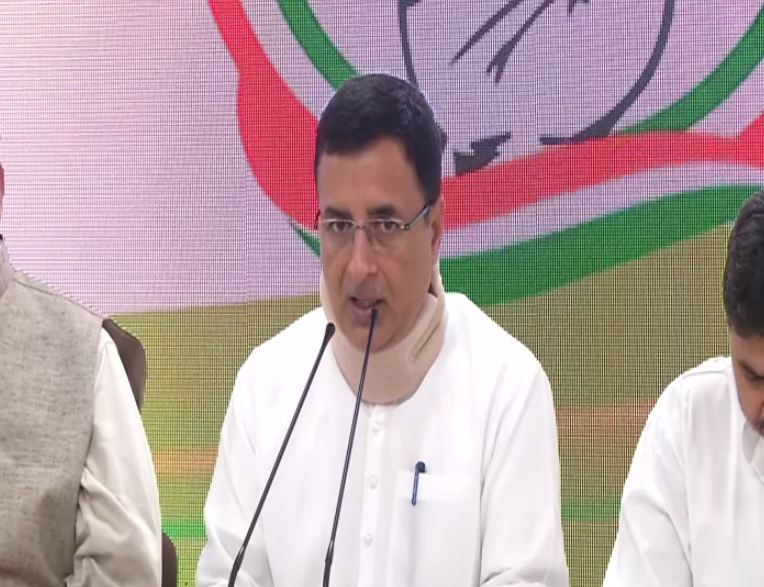 Congress spokesperson Randeep Singh Surjewala speaking to reporters in New Delhi on Saturday.