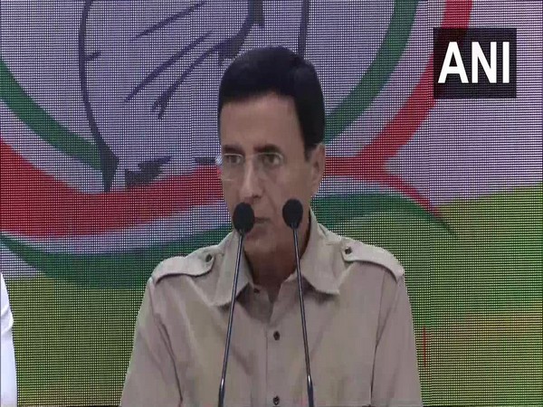 Congress chief spokesperson Randeep Singh Surjewala addressing media persons in New Delhi on Sunday. Photo/ANI