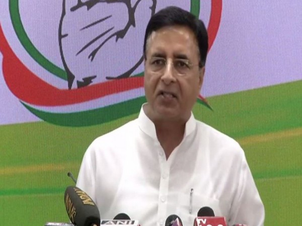 Congress leader Randeep Singh Surjewala addressing a press conference in New Delhi on Thursday. (Photo/ANI)
