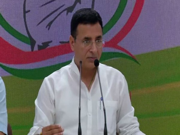 Congress leader Randeep Singh Surjewala addressing a press conference in New Delhi on Thursday.  Photo/ANI