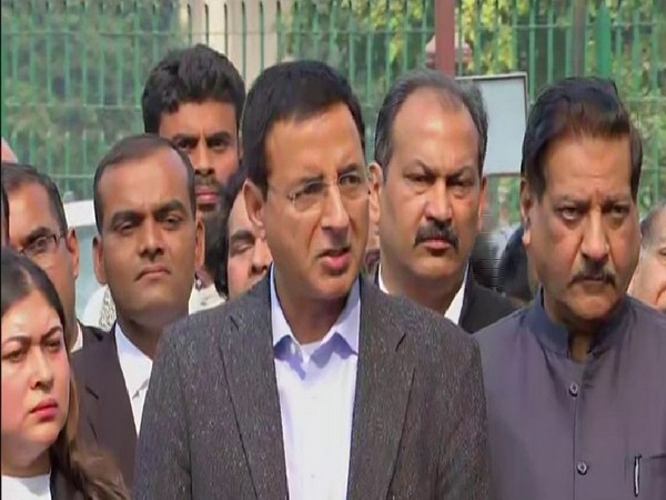 Congress leader Randeep Surjewala speaking to reporters in New Delhi on Monday. Photo/ANI