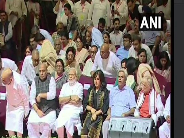Prime Minister Narendra Modi with Sushma Swaraj's daughter Bansuri at the condolence meet in Delhi on Tuesday. Photo/ANI