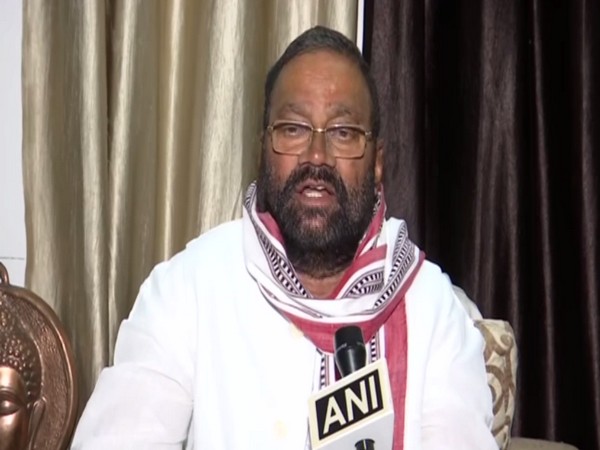 Uttar Pradesh Labour Minister Swami Prasad Maurya speaking to ANI. Photo/ANI
