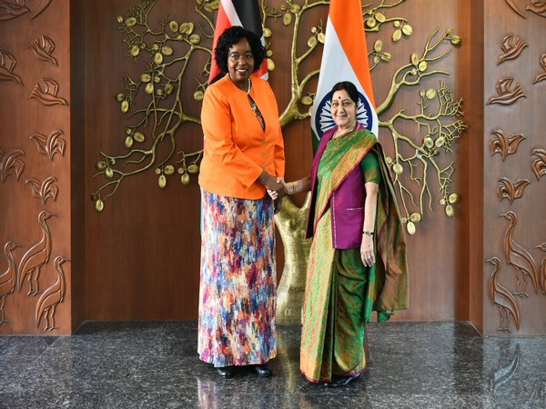 External Affairs Minister Sushma Swaraj and her Kenyan counterpart Monica Juma in New Delhi on Tuesday. (CREDITS: MEA TWITTER)