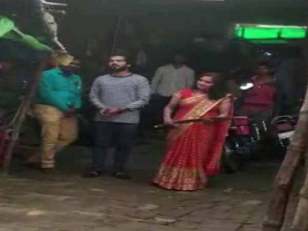 Self-styled godwoman brandishing sword in Uttar Pradesh. Photo/ANI