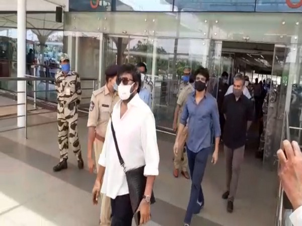 Chiranjeevi, Nagarjuna, and other TFI stars arrived at Gannavaram airport this noon to meet Andhra Pradesh CM YS Jagan Mohan Reddy at 3 pm on Tuesday. Photo/ANI