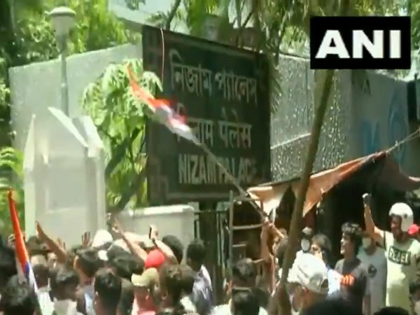 TMC supporters protesting outside CBI office in Kolkata. (Photo/ANI)
