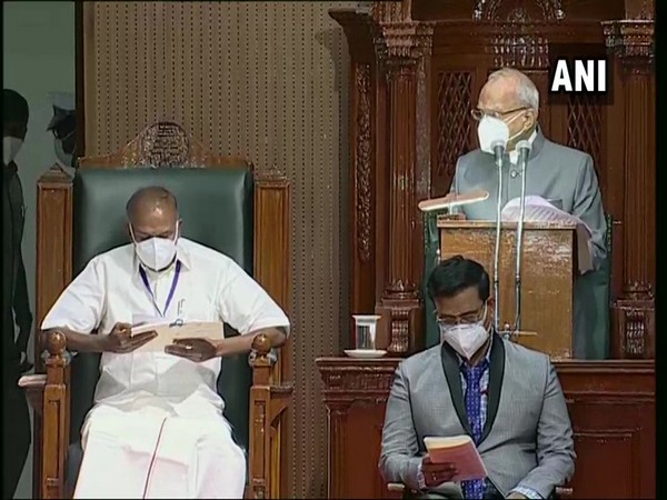 Tamil Nadu Governor Banwarilal Purohit speaking in Tamil Nadu Assembly. (Photo/ANI)