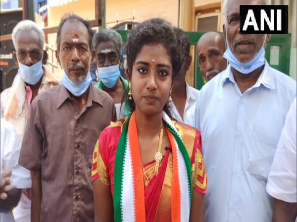Priyanka after filing her nomination in Madurai. (ANI/photo)