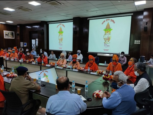 Visual from the meeting chaired by CM TS Rawat on Saturday. Photo/ANI