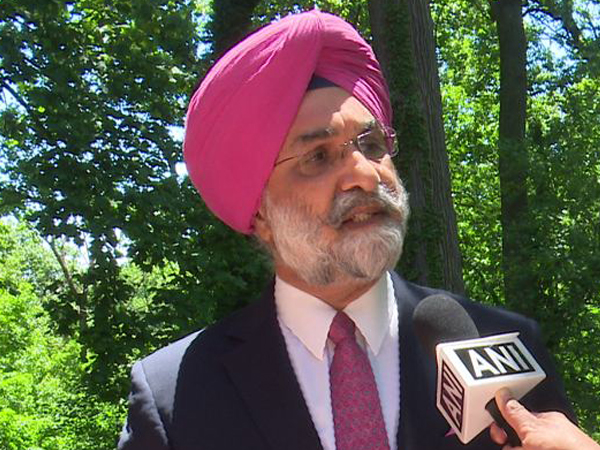 Indian Ambassador to the US, Taranjit Singh Sandhu speaking to ANI. Photo/ANI
