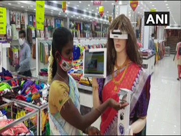 Humanoid robot 'Zafira' ensures COVID precautions at cloth-stores in Tamil Nadu [Photo/ANI]