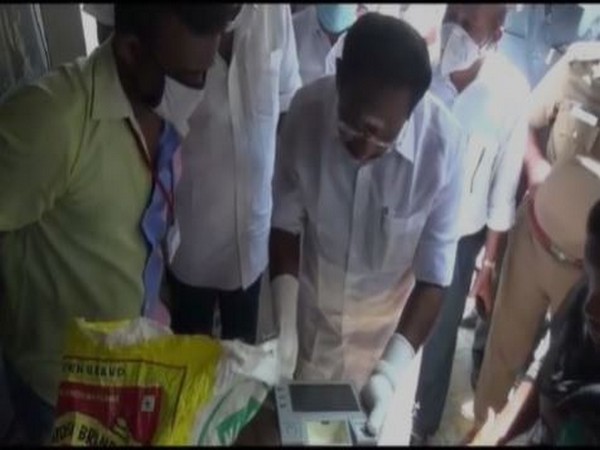 Tamil Nadu Minister Sellur K Raju at a ration shop in Madurai during inspection. Photo/ANI