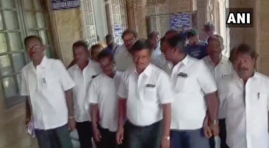 An all-party delegation on Tuesday met Madurai District Collector S Natarajan, seeking change in LS poll schedule. Photo/ANI